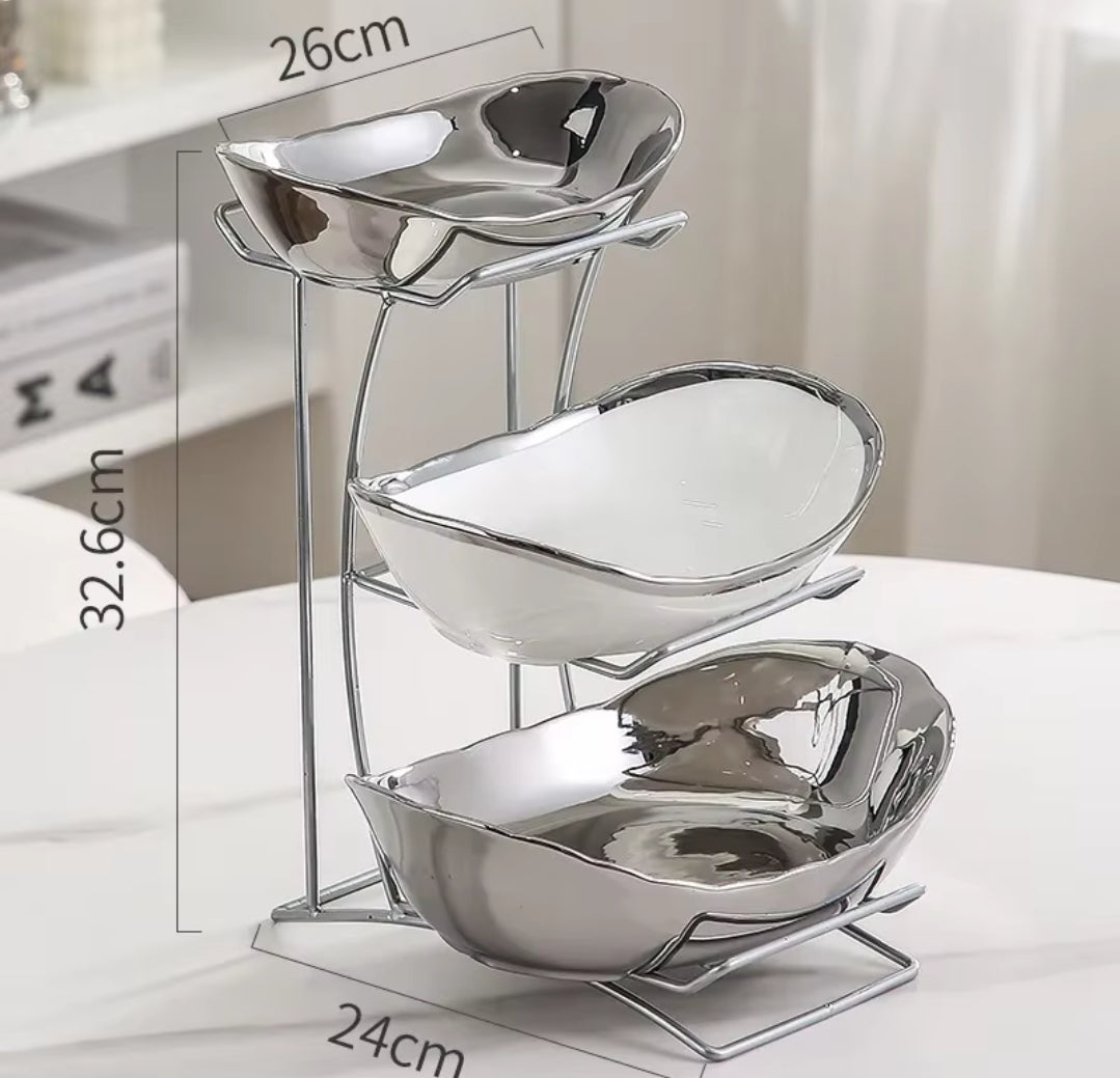 Furaha Finds Nordic Ceramic Fruit and Snack Stand Elegant Multi Tier Display for Home, Kitchen, and Parties