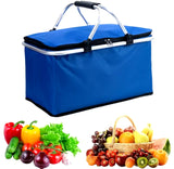 Furaha Finds Foldable Insulated Picnic Bag 48x28x22 cm, keeps food hot or cold, available in Black, Red, and Blue, perfect for travel, groceries, and outdoor use.
