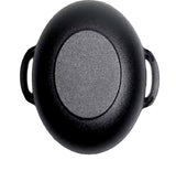 Pre Seasoned Pure Cast Iron Flat Bottom Wok with Wooden Lid 27cm Double Handles.- Furaha Finds Kenya