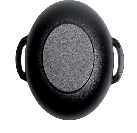 Pre Seasoned Pure Cast Iron Flat Bottom Wok with Wooden Lid 27cm Double Handles.- Furaha Finds Kenya