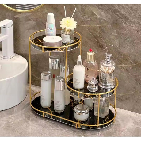 Light Luxury Storage Shelf Cosmetics & Toiletries Organizer, Perfume Display Rack, Bathroom & Desktop Storage (White, Black)