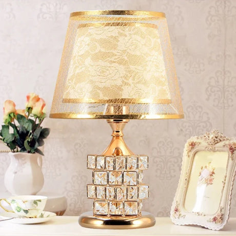 European Crystal Table Lamp – Gold & Silver – 26cm x 40cm