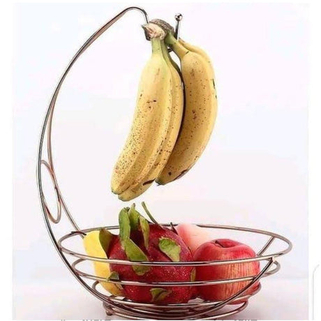 Stainless Steel Banana Rack - 40cm Height, Silver Finish Size: 40cm height, 28cm base diameter- Furaha Finds Kenya