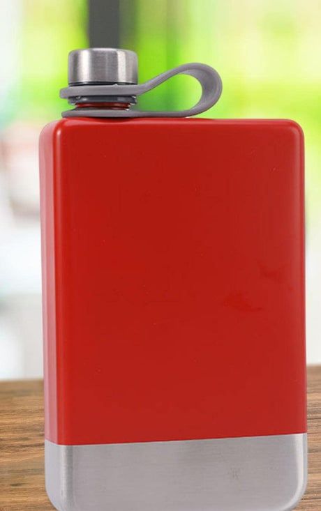 Portable Stainless Steel Whisky Hip Flask Red- Furaha Finds Kenya