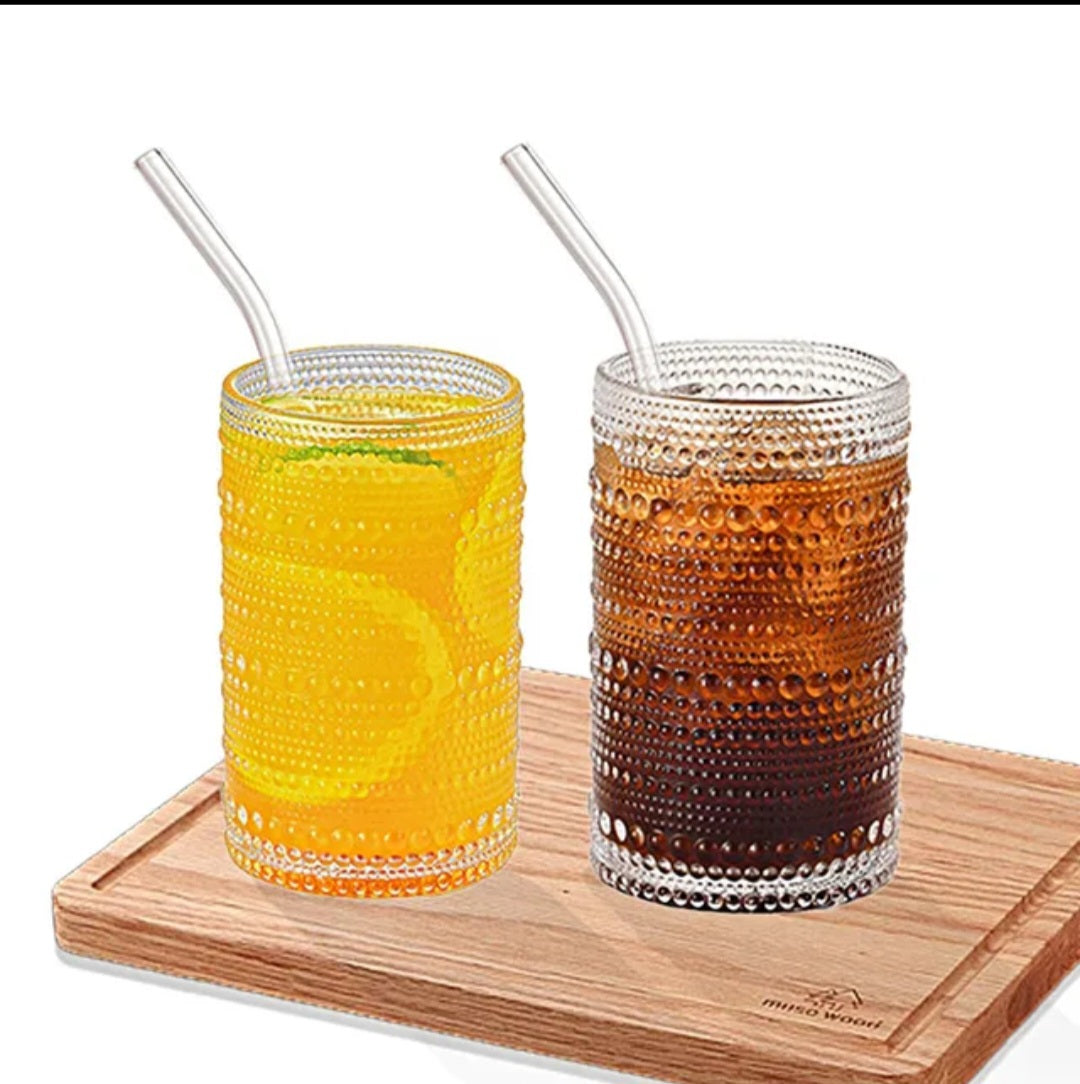 6 Piece Embossed Water/Juice Glass Set- Furaha Finds Kenya