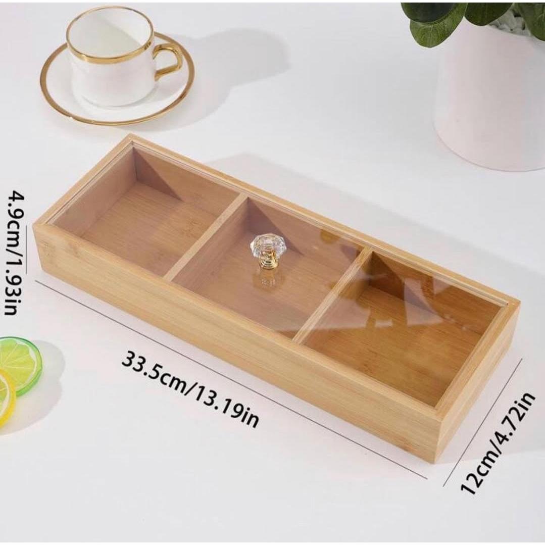 3 Slot Wooden Tea Bag & Candy Organizer Stylish Storage Solution- Furaha Finds Kenya