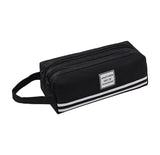 Large Capacity Canvas Pencil Pouch & Makeup Bag | Double Layer Zipper & Handheld Design