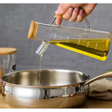 4pcs Oil Jar Set with Bamboo Stand Elegant High Borosilicate Storage Bottles- Furaha Finds Kenya