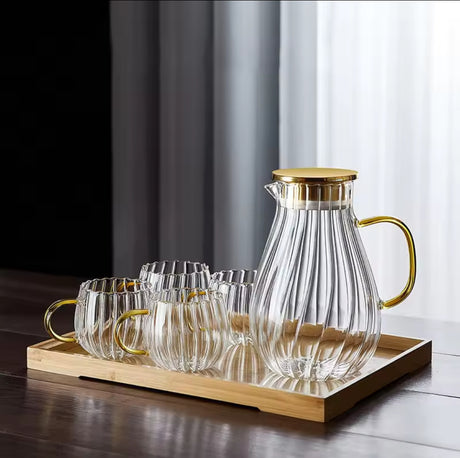 Striped Pumpkin Transparent Teapot Set 9pcs- Furaha Finds Kenya