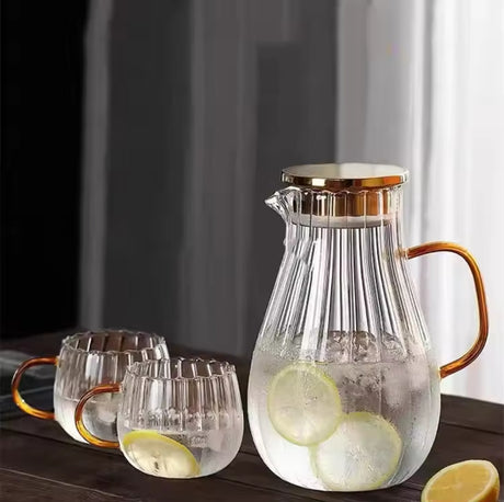 Striped Pumpkin Transparent Teapot Set 9pcs- Furaha Finds Kenya