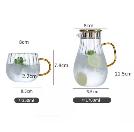 Striped Pumpkin Transparent Teapot Set 9pcs- Furaha Finds Kenya
