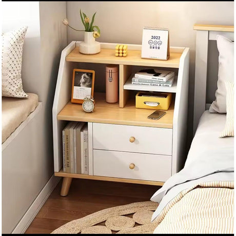 Bedside Table with Compartments & Two Drawers