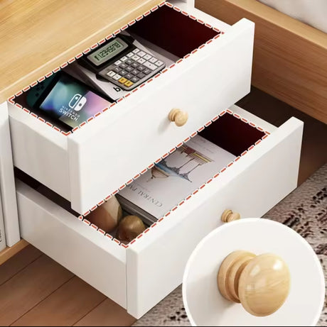 Bedside Table with Compartments & Two Drawers