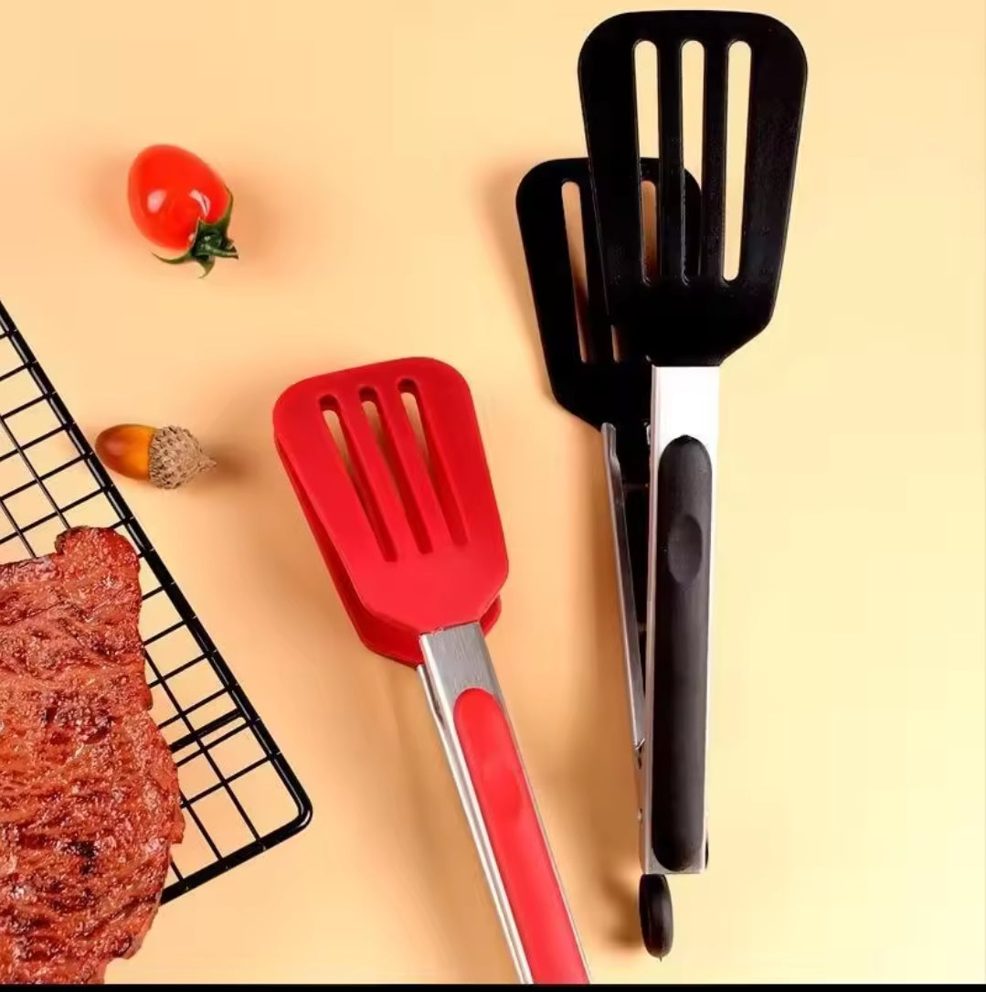 Furaha Finds premium stainless steel tongs with silicone tips and grips. Heat-resistant kitchen tongs