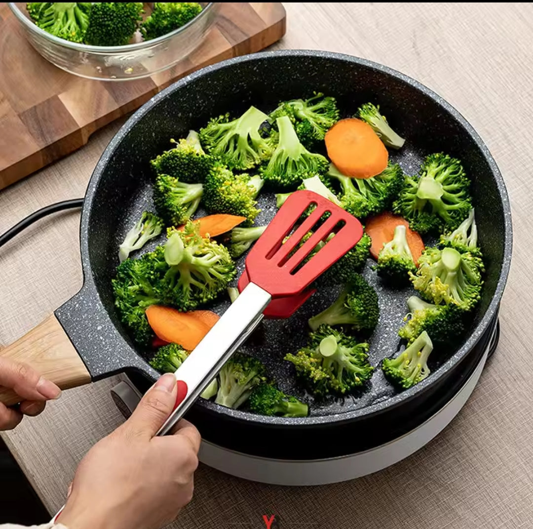 Furaha Finds premium stainless steel tongs with silicone tips and grips. Heat-resistant kitchen tongs