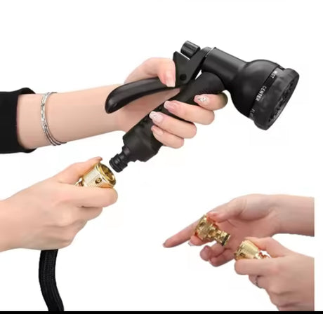 Furaha Finds telescopic hose and water gun kit expandable and durable with high-quality ABS plastic aluminium and 5000D polyester braiding