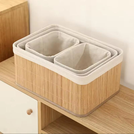 Furaha Finds 4-piece wicker basket set for home organization. Handwoven, durable storage solution in varying sizes for kitchen, bathroom, and living spaces
