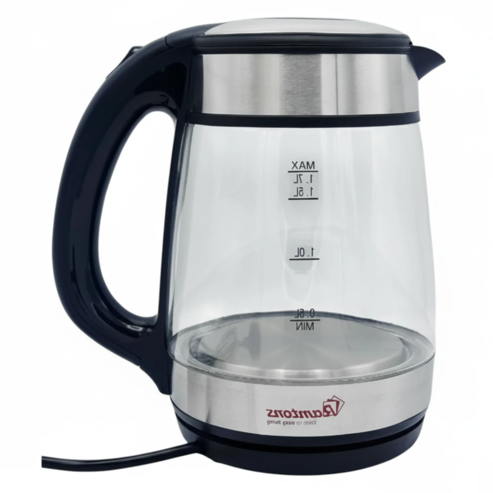 Cordless Glass Jug Kettle 1.7 Liters - 2200W with LED Indicator Ring Kitchen Appliances Electric Kettles