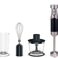3-in-1 Hand Blender 600W - Stainless Steel with Whisk & Chopper Kitchen Appliances Food Blenders