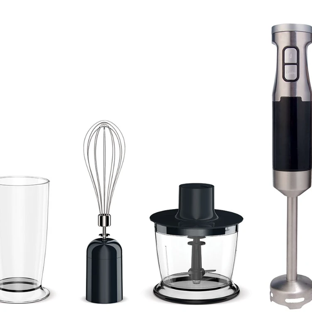 3-in-1 Hand Blender 600W - Stainless Steel with Whisk & Chopper Kitchen Appliances Food Blenders