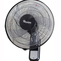 Black Wall Fan 16" 3 Speed with Remote - RM/676 Home Appliances Wall Mount Fans
