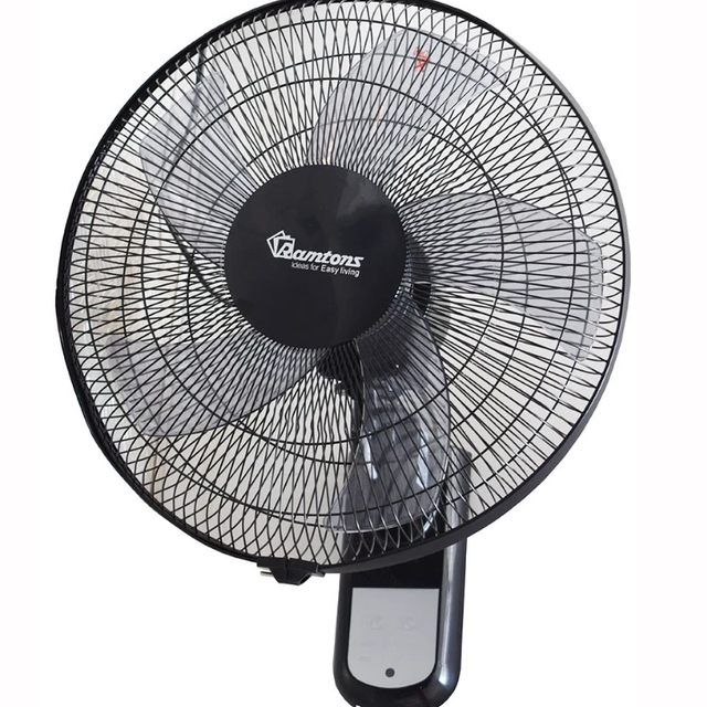 Black Wall Fan 16" 3 Speed with Remote - RM/676 Home Appliances Wall Mount Fans