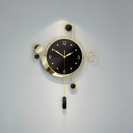 Modern Luxury Giant Wall Clock Gold Round Nordic Metal Digital