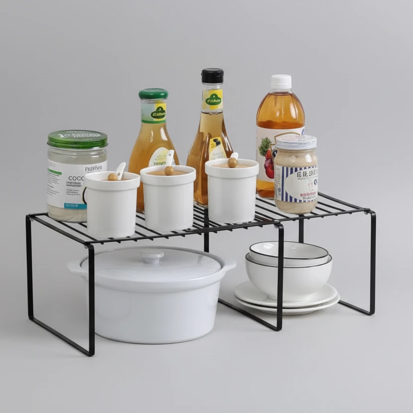 Expandable Shelf Raiser Multipurpose Organiser Carbon Steel Home & Organization Household Storage Caddies