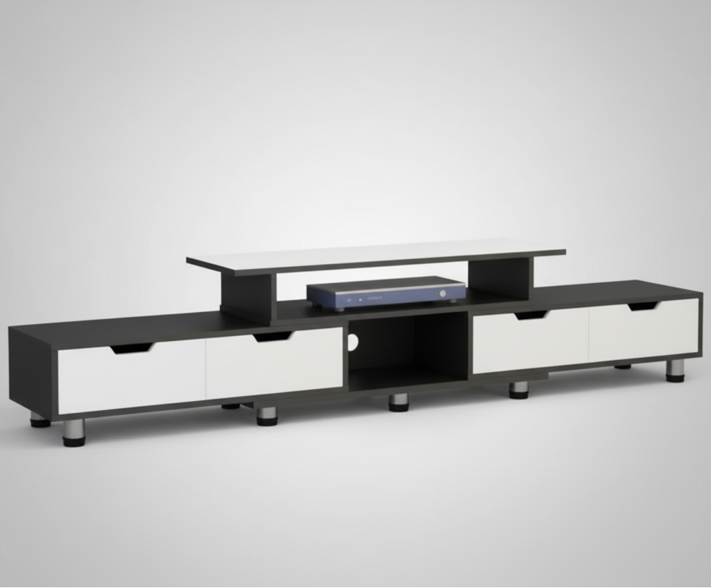 Nordic TV Cabinet High Quality 3 Shelves Drawers Storage