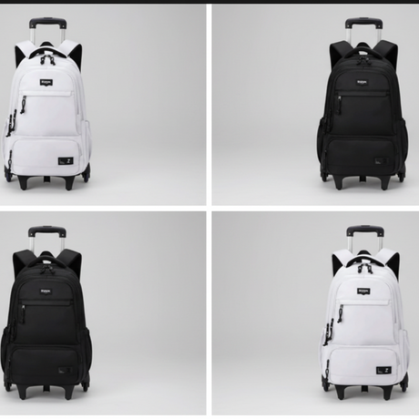 Rolling Trolley School Bag Waterproof Wheeled Backpack 43x23x34cm