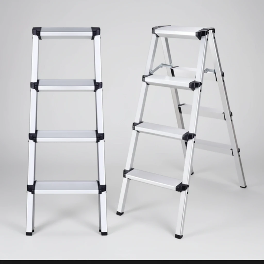 4 Aluminium Step Ladder Folding Design 150kg Capacity Home & Garden Step Ladders