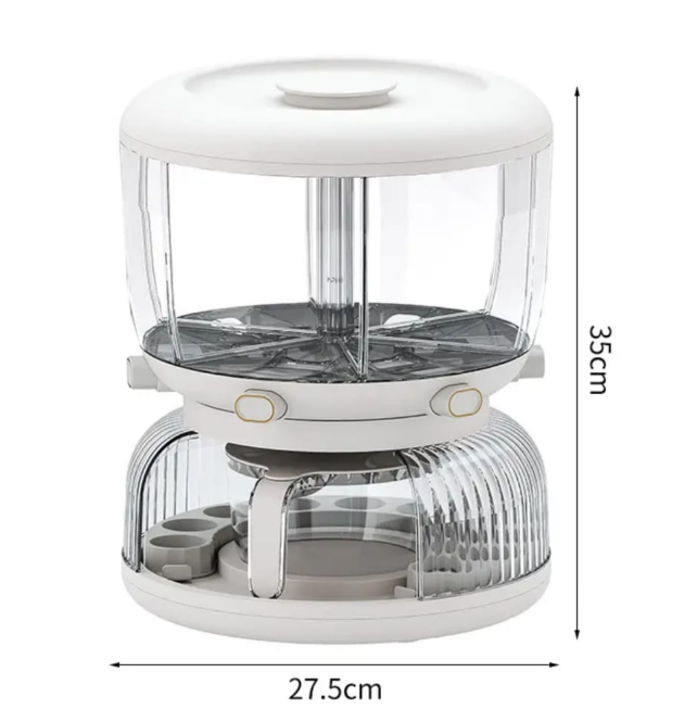 2 in 1 Partitioned Air Tight Rotating Cereals Dispenser with Egg Holder