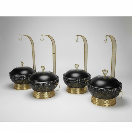 Luxury Matte Black and Gold Buffet Chafing Dish with Lid Holder Kitchen & Dining Chafing Dishes