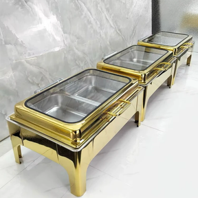 9L Gold Hydraulic Chafing Dish with Viewing Window Kitchen & Dining Chafing Dishes