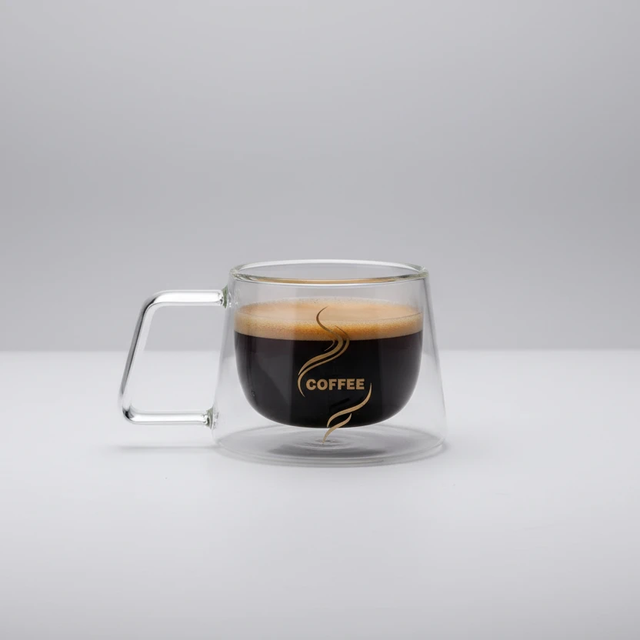 2pcs Heat-Resistant Double Wall Glass Coffee Mug 200ml Borosilicate Kitchen & Dining Mugs