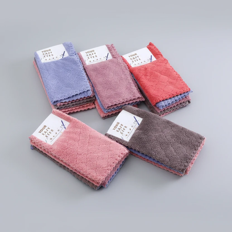 5pcs 30x30cm Coral Fleece Dishcloth Hand Towel Cleaning Cloth Home & Garden Kitchen Towels