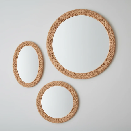 Modern Oval Rattan Bamboo Decorative Mirror 60x50cm Home Decor Mirrors