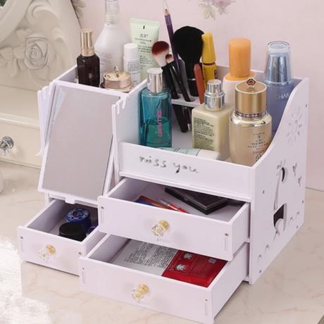 Multi-Storey Make-Up Organizer Drawer with Mirror Home & Garden Household Storage Drawers
