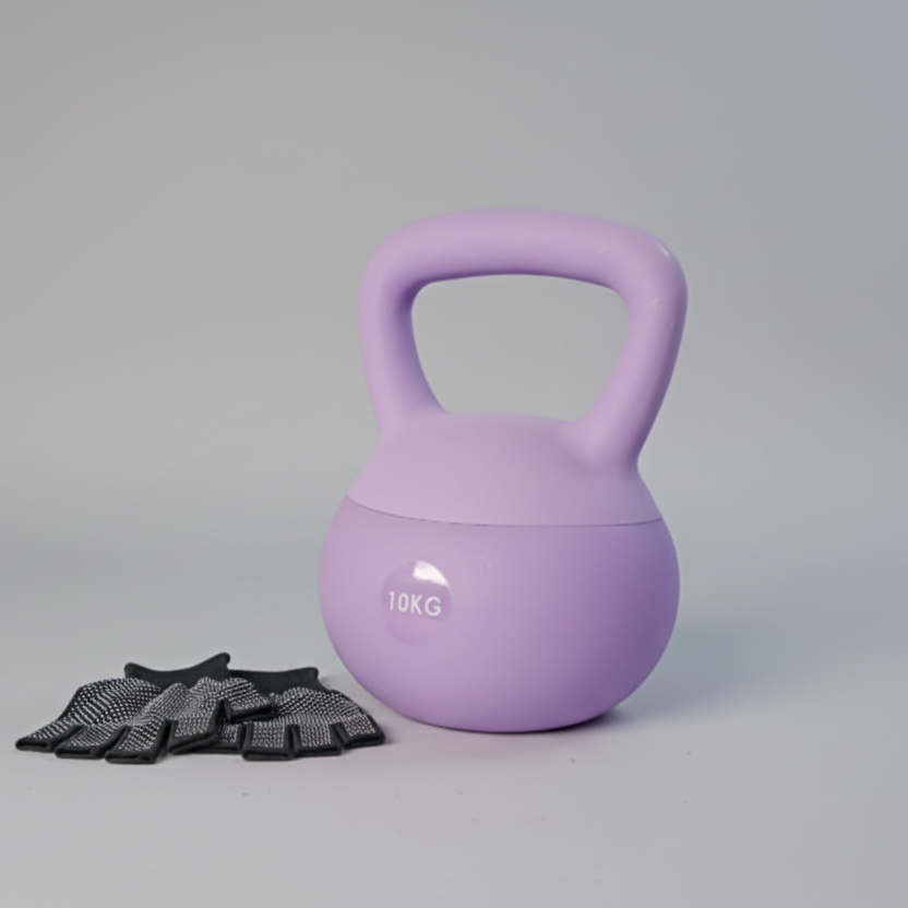 Soft Kettlebell 10kg Home Gym Fitness with Gloves Purple