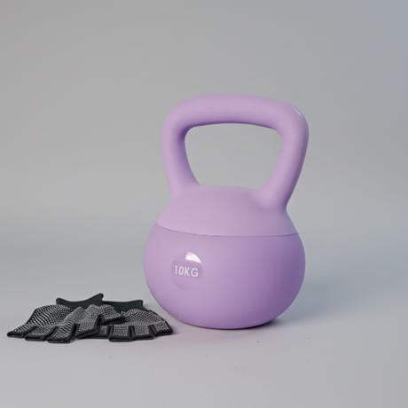 Soft Kettlebell 10kg Home Gym Fitness with Gloves Purple