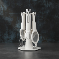 Luxury Kitchen Utensil Set - 7-Piece with Stand White & Silver Kitchen & Dining Kitchen Utensil Sets