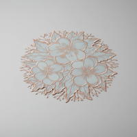 Round Lace Mats 6 Pieces Set - 35cm Gold & White Floral Nordic Design Kitchen & Dining Placemats