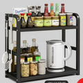 Kitchen Storage Rack - Black Wood & Metal 50x14x42cm Kitchen & Dining Kitchen Organizers