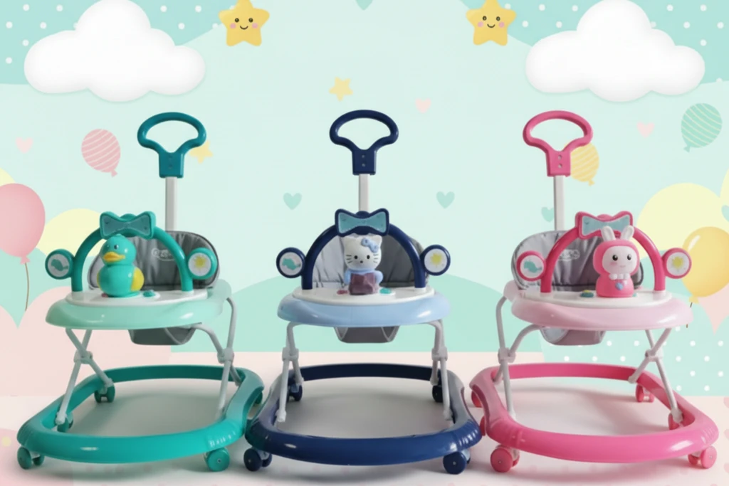 KIDS Beautiful Baby Walker with Push Handle - Pink Green Blue Baby & Kids Baby Walkers