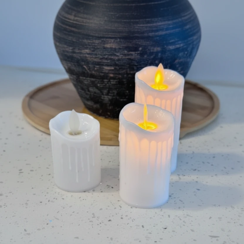 3 Beautiful LED Candles Battery Operated - Warm Color Home Decor Flameless Candles