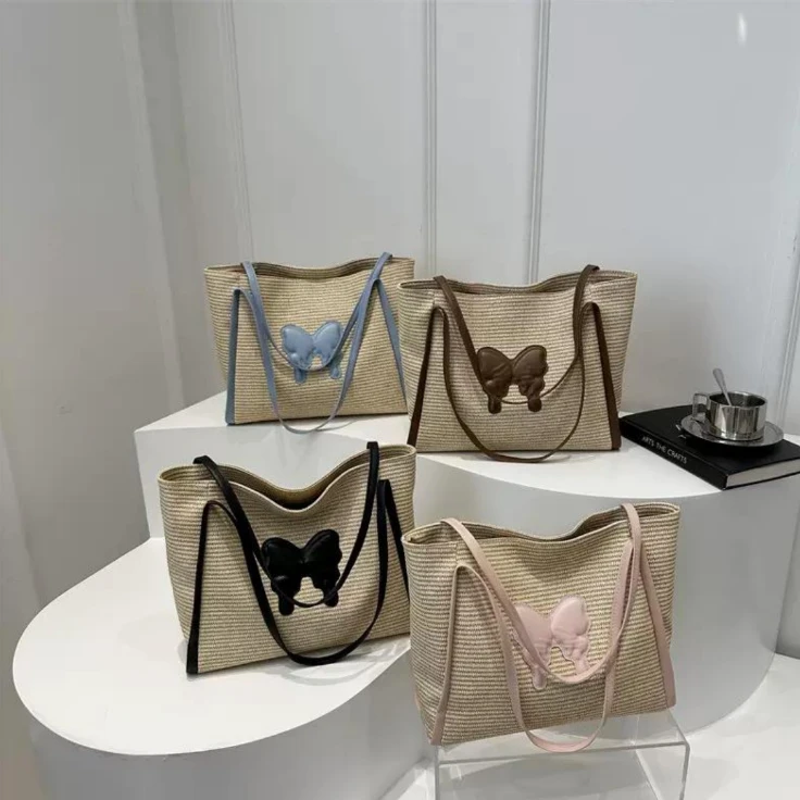 New Arrival Woven Bags - Blue Black Brown Pink Bags & Luggage Shopper Bags