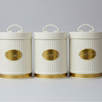 3pc Alloy Canister Set - 500g Black & White Minimalist Design Kitchen & Dining Food Storage Containers