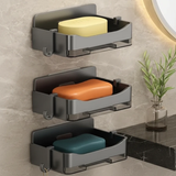 3 pcs Cute Soap Holder with Hooks and Draining Tray - Black & Grey Home & Living Soap Dishes & Holders