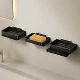 3 pcs Cute Soap Holder with Hooks and Draining Tray - Black & Grey Home & Living Soap Dishes & Holders