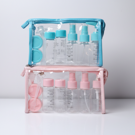 10pcs Refillable Travel Lotion Bottles Kit - Blue & Pink